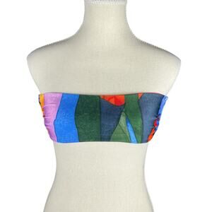 Mara Hoffman Abigail Rainbow Art Print Bandeau Bikini Top XS NWT